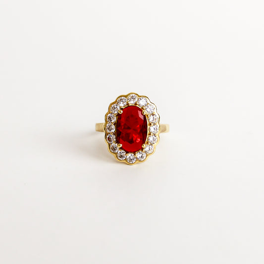 Edwardian Garnet Cluster Ring  - Gold