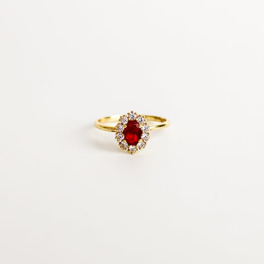 The Edwardian Garnet Cluster Ring Mini - Gold
