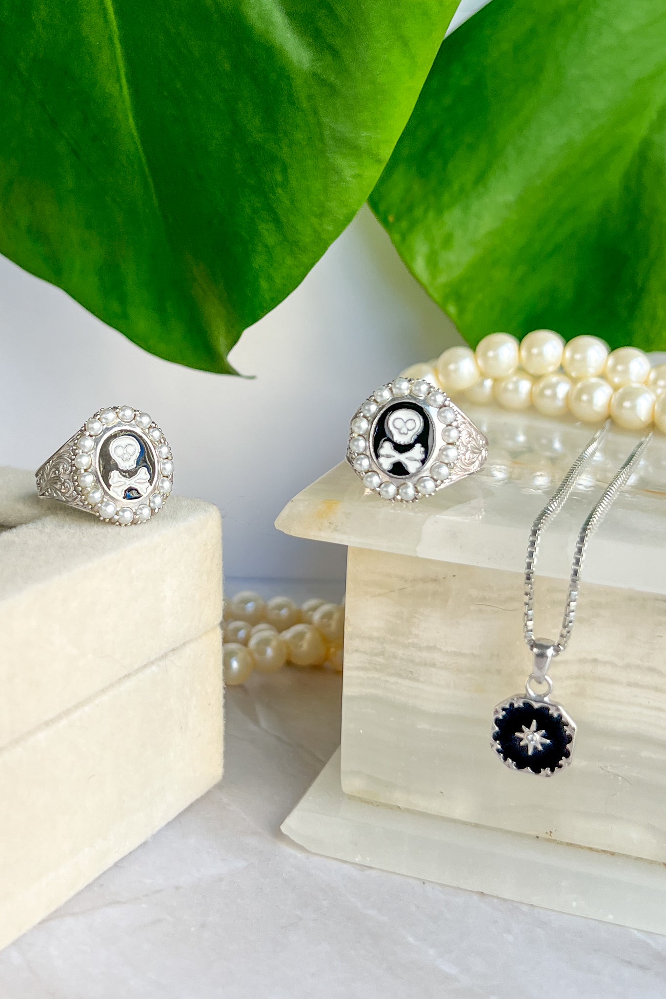 statement enamel mourning ring