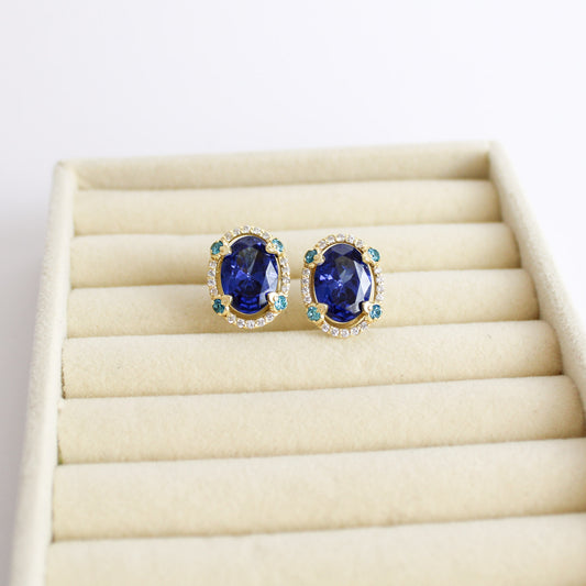 Sapphire Legacy Studs - Gold