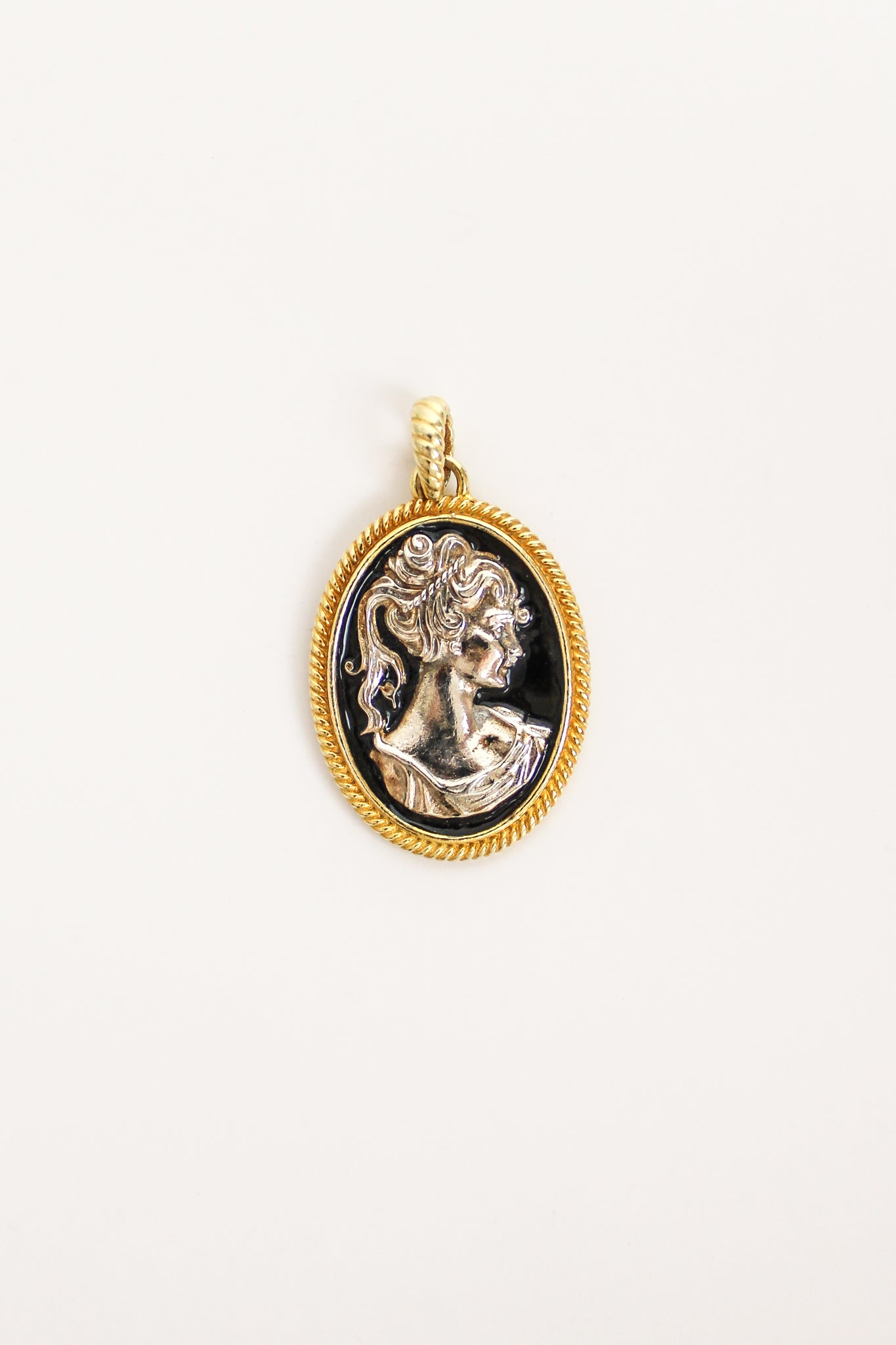 Black Enamel Mourning Cameo Pendant