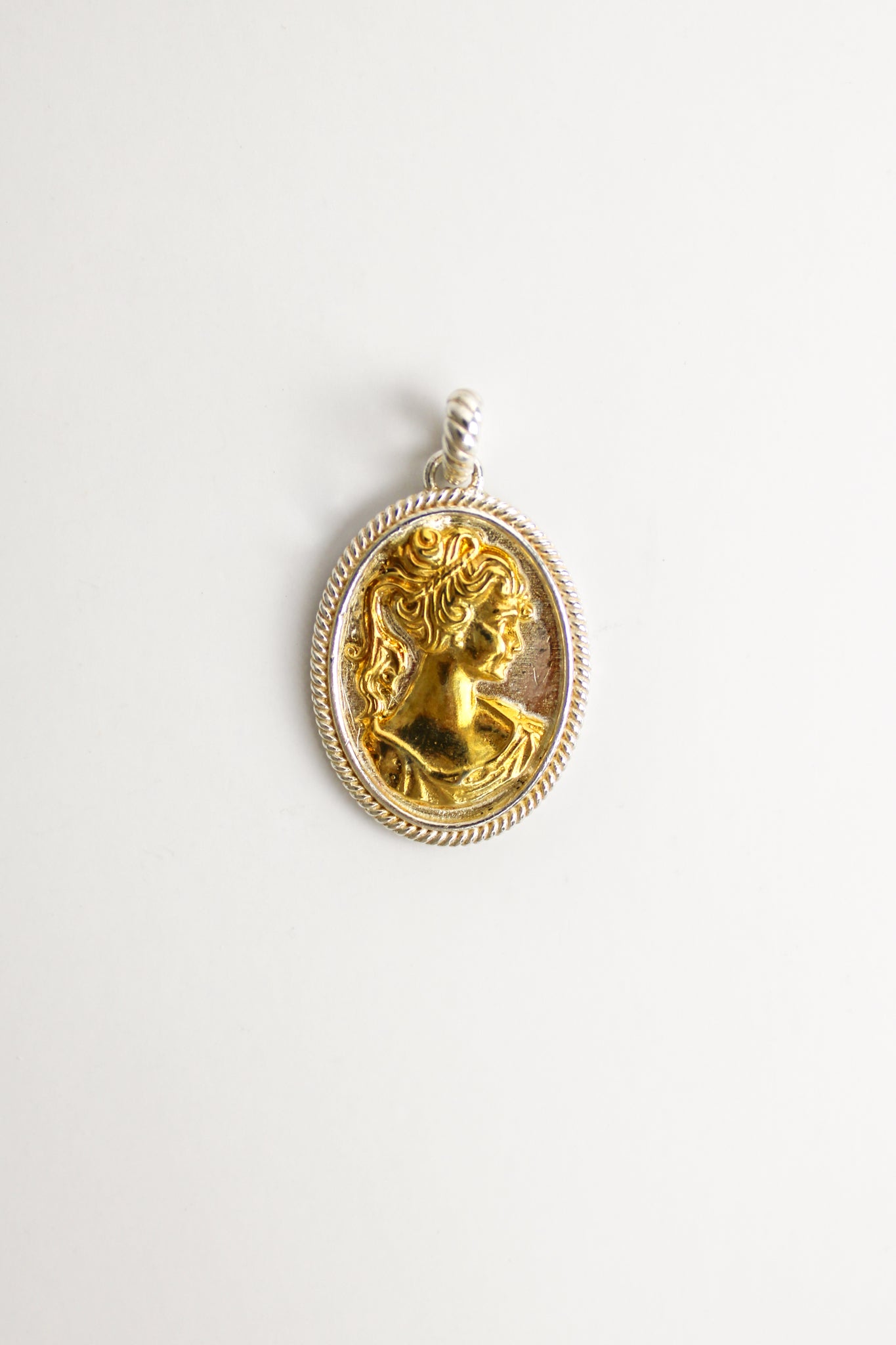 Silver and Gold Mourning Cameo Pendant
