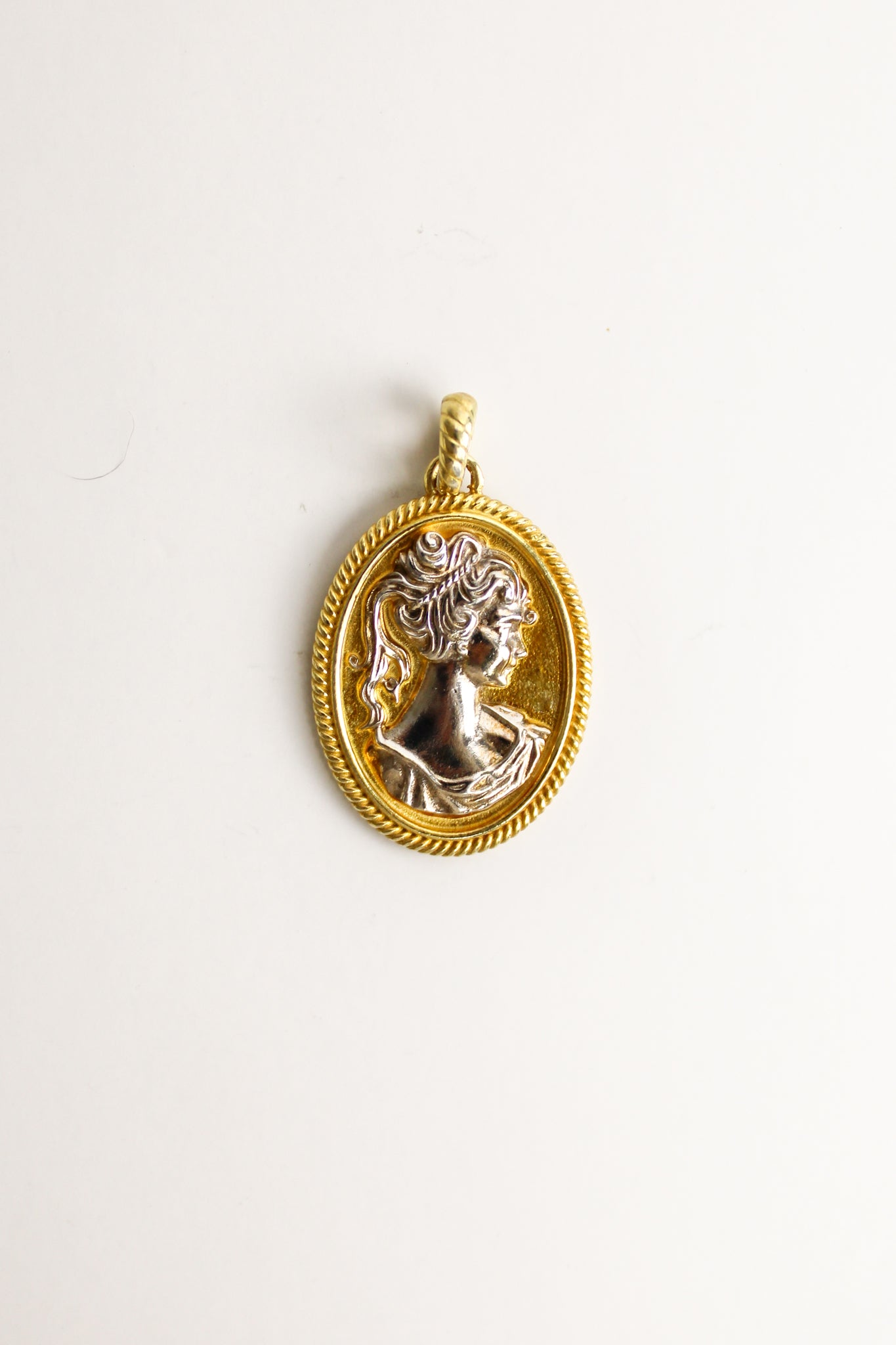 Gold and Silver Mourning Cameo Pendant