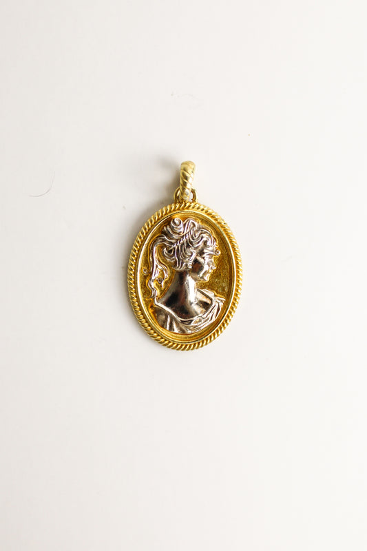 Gold and Silver Mourning Cameo Pendant
