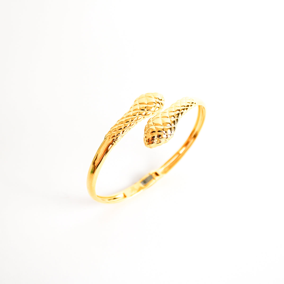 Serpentine Bracelet in 18k gold vermeil, coiled snake bangle with detailed scale texture, Ether Jewelry